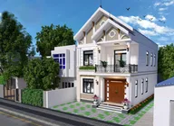 Phối cảnh mẫu 08: biệt thự 2 tầng tân cổ điển mái thái
