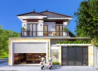 Phối cảnh mẫu 15: nhà phố 2 tầng mái thái kết hợp kinh doanh