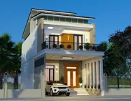 Phối cảnh mẫu 12: nhà phố 2 tầng + tum hiện đại