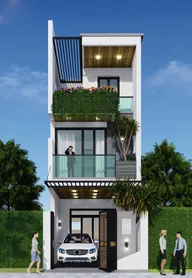 Phối cảnh mẫu 32: nhà ống 4 tầng hiện đại
