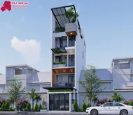 Phối cảnh mẫu 17: nhà ống 5 tầng hiện đại